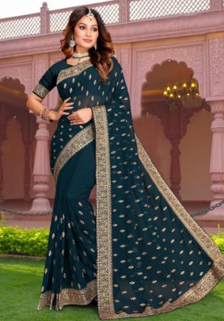 Picture of Classy Georgette Midnight Blue Saree