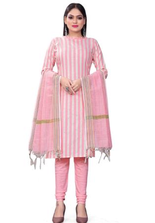 Picture of Cotton Light Coral Straight Cut Salwar Kameez