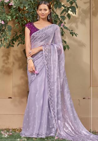 Picture of Pretty Satin Plum Saree