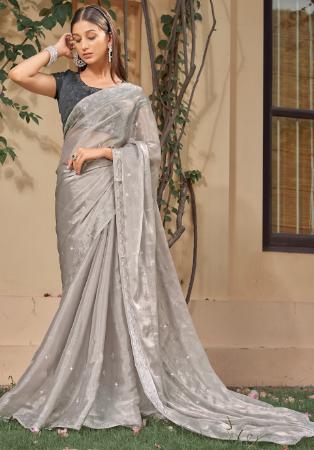 Picture of Sublime Satin Dark Grey Saree