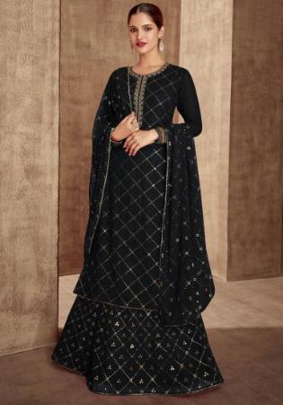 Picture of Comely Georgette Black Straight Cut Salwar Kameez