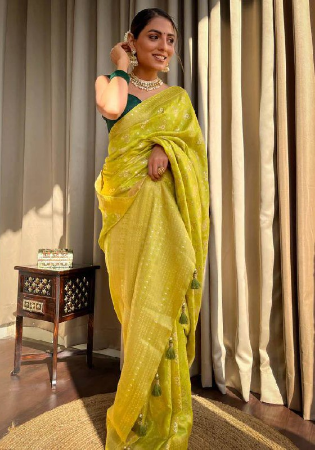 Picture of Appealing Silk Chartreuse Saree