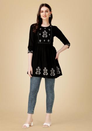 Picture of Shapely Rayon Black Kurtis & Tunic