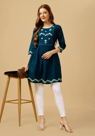 Picture of Grand Rayon Navy Blue Kurtis & Tunic