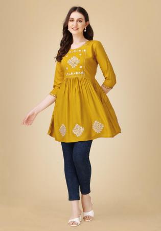 Picture of Statuesque Rayon Golden Rod Kurtis & Tunic