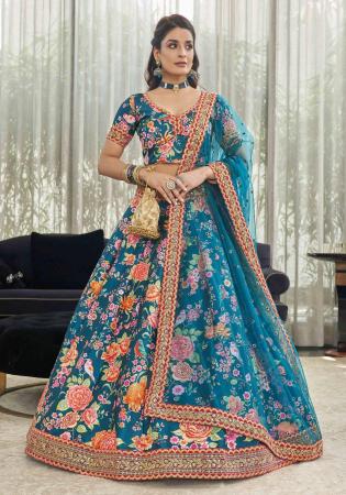 Picture of Delightful Silk Light Sea Green Lehenga Choli