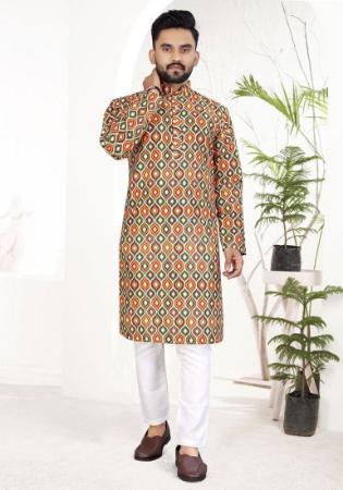 Picture of Well Formed Cotton Tan Kurtas