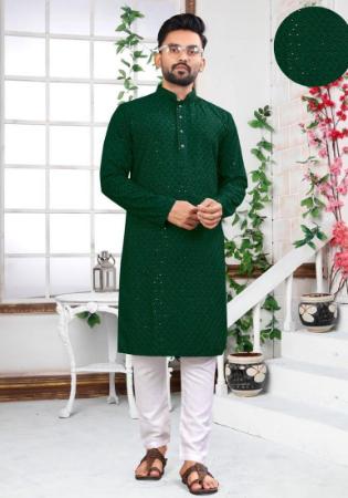 Picture of Gorgeous Rayon Dark Green Kurtas