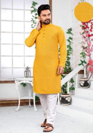 Picture of Splendid Rayon Golden Rod Kurtas