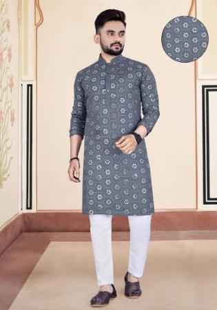 Picture of Excellent Cotton Slate Grey Kurtis & Tunic