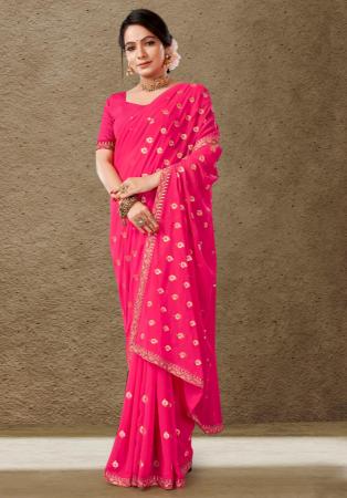 Picture of Good Looking Georgette Deep Pink Saree