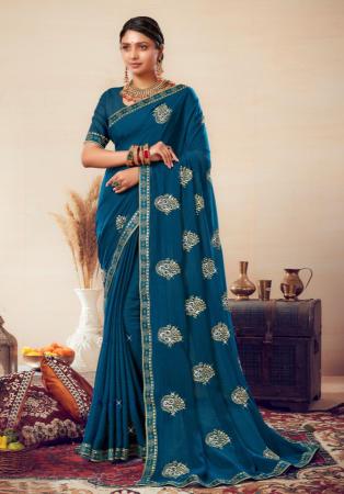 Picture of Beautiful Georgette Navy Blue Saree