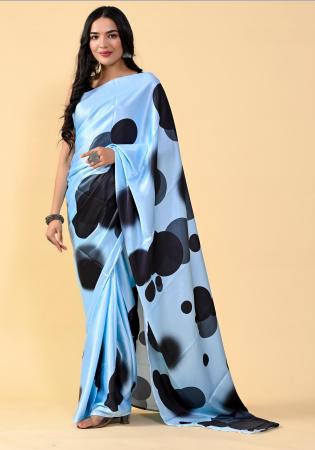 Picture of Delightful Satin & Silk Light Sky Blue Saree