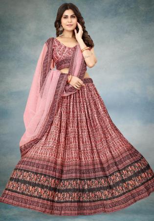 Picture of Enticing Silk Pale Violet Red Lehenga Choli