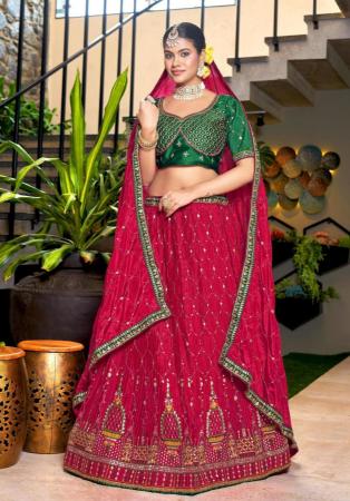 Picture of Taking Chiffon & Satin Crimson Lehenga Choli