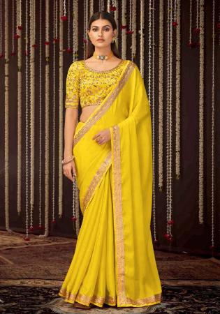 Picture of Resplendent Chiffon Dark Golden Rod Saree