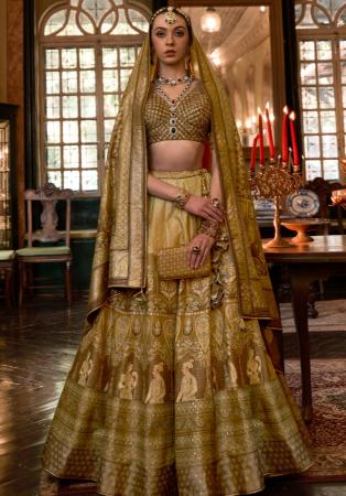 Picture of Fine Silk Dark Khaki Lehenga Choli