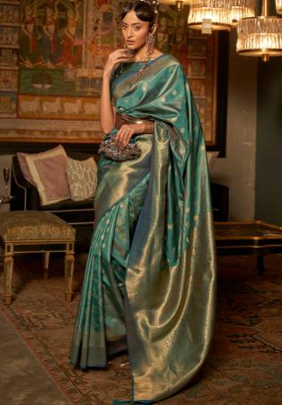 Picture of Bewitching Silk Cadet Blue Saree