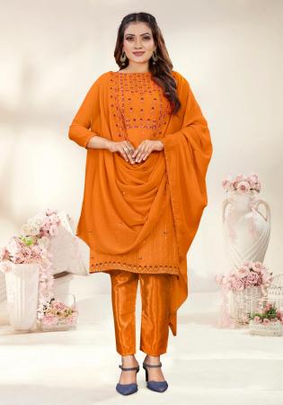 Picture of Georgette Chocolate Straight Cut Salwar Kameez