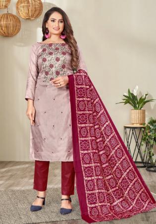 Picture of Sublime Silk Dark Grey Straight Cut Salwar Kameez