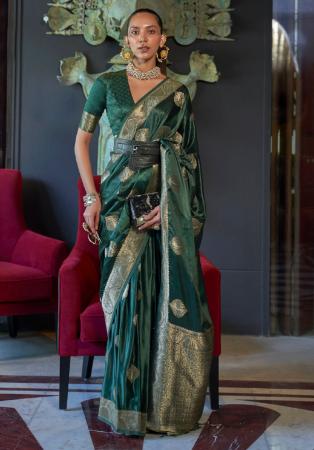 Picture of Shapely Satin Dark Green Saree