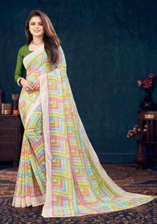 Picture of Statuesque Georgette Light Steel Blue Saree