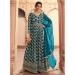 Picture of Shapely Silk Dark Slate Blue Anarkali Salwar Kameez