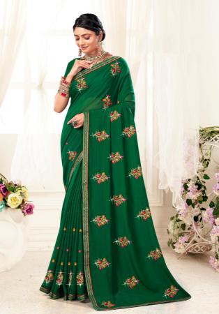 Picture of Charming Georgette Dark Green Saree