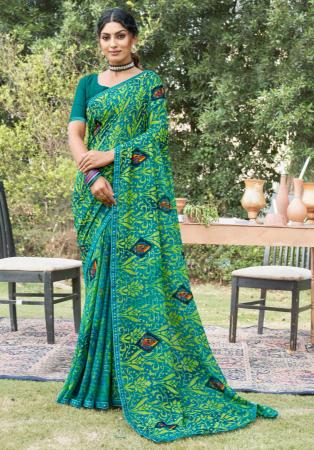 Picture of Radiant Georgette Dark Cyan Saree