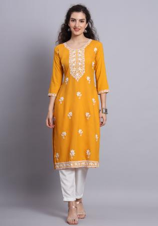 Picture of Amazing Rayon Golden Rod Kurtis & Tunic