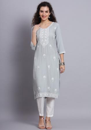 Picture of Fascinating Rayon Light Slate Grey Kurtis & Tunic