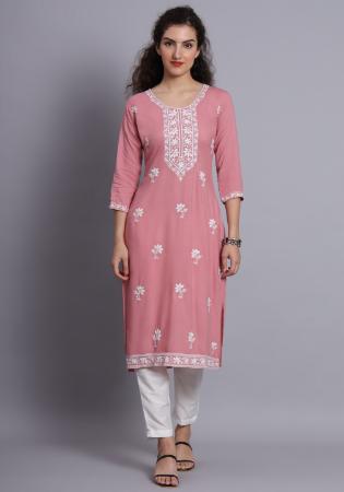 Picture of Radiant Rayon Pink Kurtis & Tunic