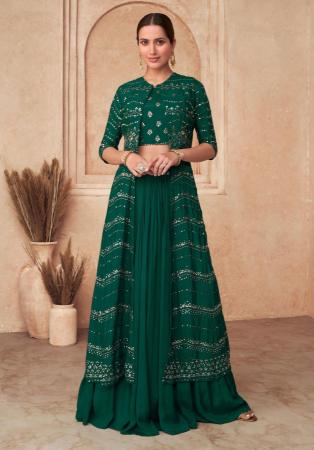 Picture of Exquisite Chiffon Dark Green Anarkali Salwar Kameez