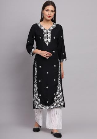 Picture of Charming Rayon Black Kurtis & Tunic