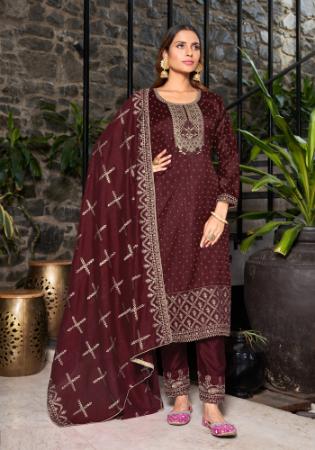 Picture of Graceful Georgette Maroon Straight Cut Salwar Kameez