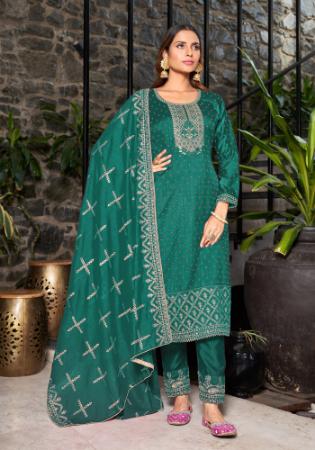 Picture of Georgette Sea Green Straight Cut Salwar Kameez