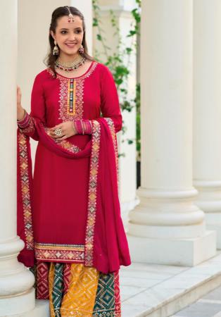 Picture of Classy Georgette Crimson Straight Cut Salwar Kameez