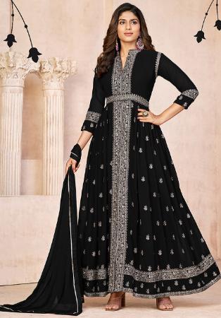 Picture of Good Looking Georgette Black Anarkali Salwar Kameez