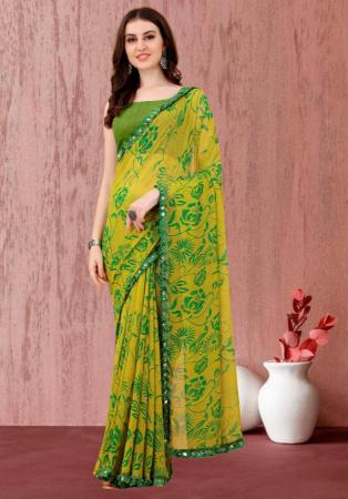 Picture of Appealing Georgette Golden Rod Saree