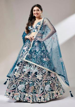 Picture of Ideal Net Midnight Blue Lehenga Choli