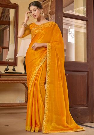 Picture of Fascinating Chiffon Dark Orange Saree