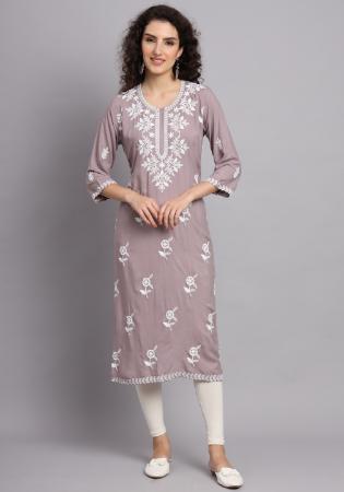 Picture of Pretty Rayon Dark Grey Kurtis & Tunic