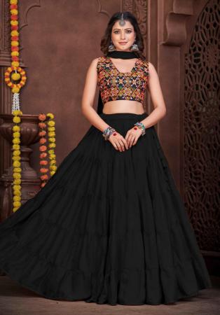 Picture of Beautiful Crepe Black Lehenga Choli