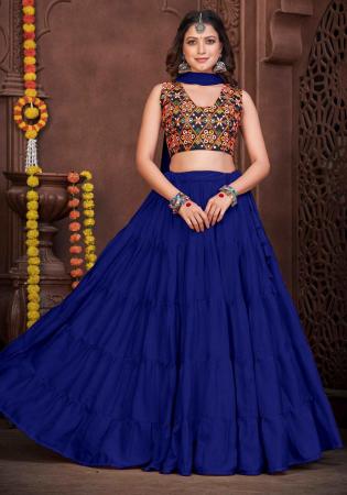 Picture of Gorgeous Crepe Midnight Blue Lehenga Choli