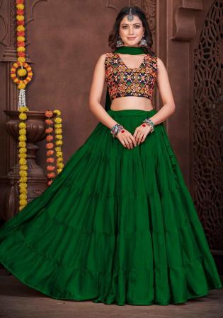 Picture of Fine Crepe Dark Green Lehenga Choli