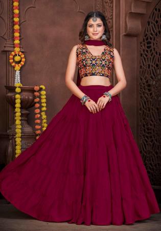 Picture of Charming Crepe Maroon Lehenga Choli