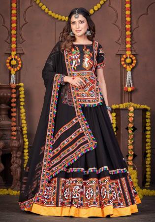 Picture of Well Formed Crepe Black Lehenga Choli