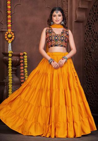 Picture of Appealing Crepe Dark Orange Lehenga Choli