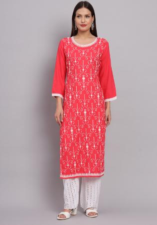 Picture of Pleasing Rayon Tomato Kurtis & Tunic