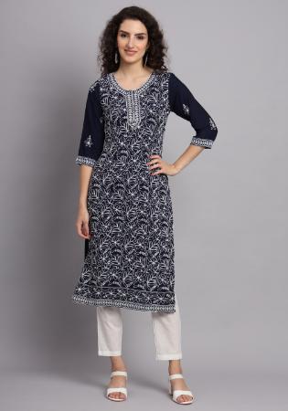 Picture of Stunning Rayon Dark Slate Grey Kurtis & Tunic